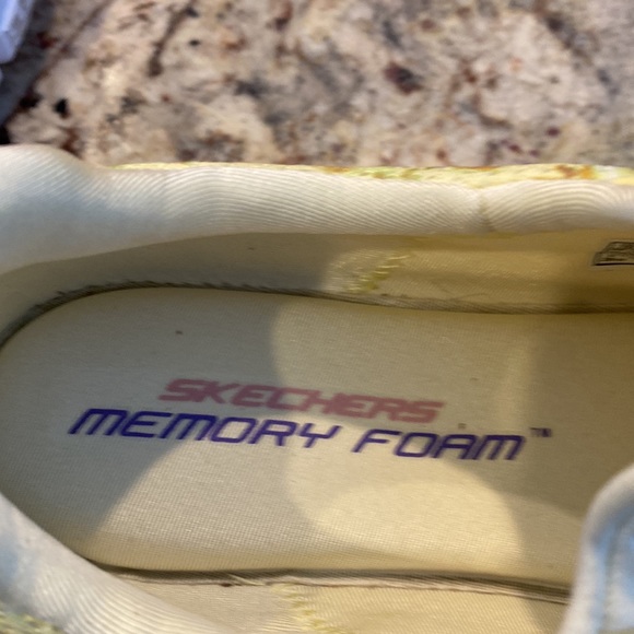 Yellow sketchers memory foam slip on sneakers. - Picture 3 of 5